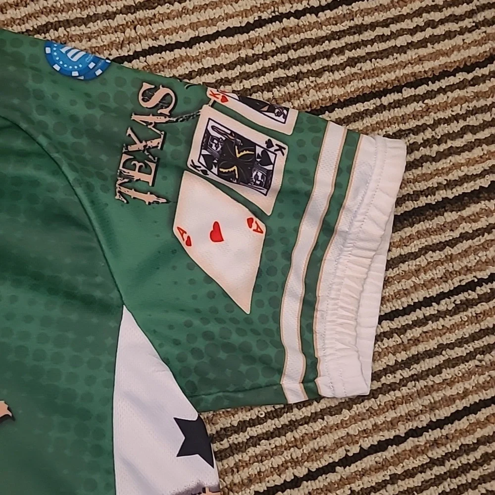 TEXAS HOLDEM Poker‎ World Jerseys Green Polyester Mens Cycling Jersey Sz L